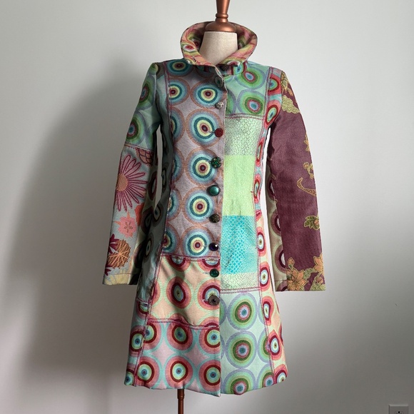 Desigual - Colorful Floral and Geometric Patchwork Coat - Picture 10 of 12